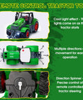 Epic Remote Control Tractor Toy Set featuring light-up green tractor with multiple movement directions and steering control