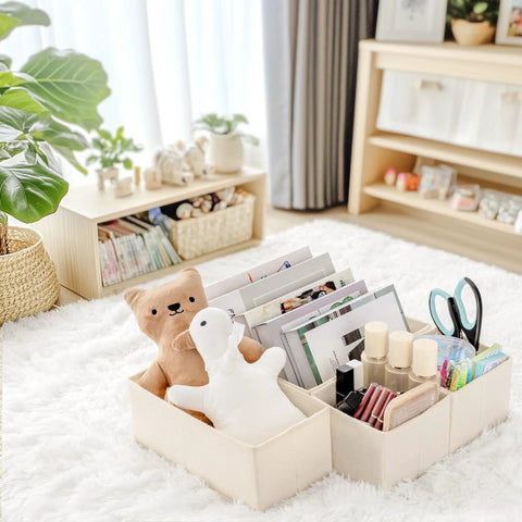 Slick 14 Pack Foldable Drawer Organizers For Dressers And Closets, Heavy Duty Storage Bins To Keep Baby Clothes Underwear And Socks Straight Up Organized, Total Game Changer For Nursery Or Dorm Rooms