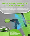 Heavy Duty 4 Inch Dry Core Drill Bit With Full Masonry Setup Featuring Quick Release Pilot Bit Drift Tool plus two pro grade adapters during use on concrete.