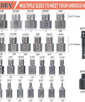 27 Piece Screw Extractor Set Includes Three Eighths Inch Impact Double Head Easy Out Bolt Remover Kit For Stripped Rounded Damaged Or Broken Screws Bolts Studs Hex Head Multi Spline Design Heavy Duty Fastener Removal showing various sizes and components.