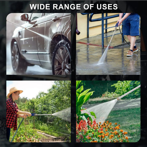 High Pressure Hose Nozzle With Dual Nozzles Power Washer Wand Leak Proof Hose Attachment used for cars, patios, and gardens