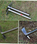 Stainless Steel Double Headed Hoe And Pickaxe Garden Tool For Weeding And Planting Lightweight on grass