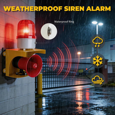 Top Shelf Ac110v Industrial Siren And Alarm Strobe Light With A Hella Kickin 120db Loud Horn And Bulletproof Waterproof Red Beacon Warning Flasher For Emergency Factory Fire Tornado Or Intruder Deterrent