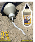 2X Concrete Crack Sealant Easy To Use No Mess Ready Mixed Filler For Cracks Up To Half Inch Self Leveling Gray Finish Traffic Ready In 30 To 45 Minutes Ideal For Driveways Patios And Concrete Surfaces bottle dispensing sealant onto concrete