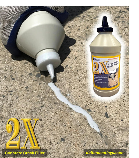 2X Concrete Crack Sealant Easy To Use No Mess Ready Mixed Filler For Cracks Up To Half Inch Self Leveling Gray Finish Traffic Ready In 30 To 45 Minutes Ideal For Driveways Patios And Concrete Surfaces bottle dispensing sealant onto concrete