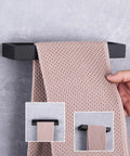 Matte Black SUS304 Stainless Steel Towel Holder Wall Mount Towel Ring And Hanger For Bathroom Lavatory Modern Square Design HG1706-BK