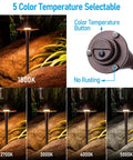 Low Voltage LED Landscape Path Lights 12 24V AC DC IP65 Outdoor Walkway Lights Oil Rubbed Bronze Flat Cone Head 6 Pack 1800K 2700K 3000K 4000K 5000K color temperatures