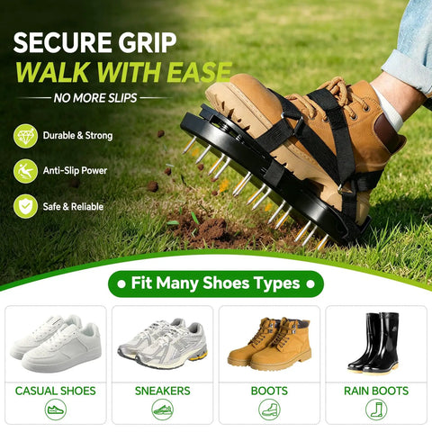 Spring Loaded Lawn Aerator Shoes With Velcro Straps One Size Fits All Self Cleaning No Installation Aerating Shoes For Lawn