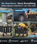 Heavy Duty Collapsible Wagon With Wheels All Terrain Utility Cart Foldable Portable Hauler Up To 360 Lbs For Groceries Beach Garden
