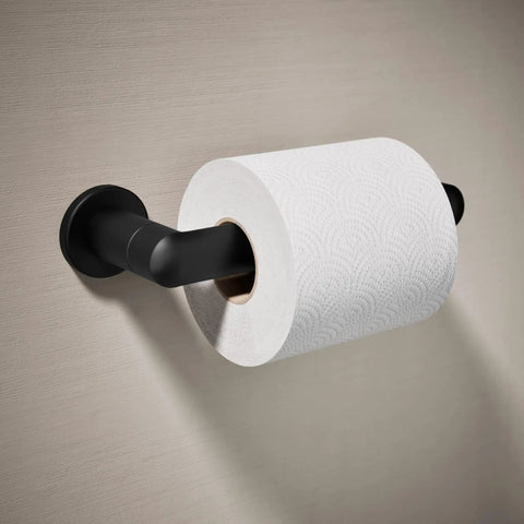 Kumin Matte Black Pivot Toilet Paper Holder No Fuss Tissue Change Built Tough With Premium Metal Construction Mounted on Wall