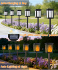 Gen2 Flickering Flame Solar Torch Lights 6 Pack outdoor lighting with solar panels and realistic flame effect for garden path