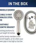 Magnetic Adjustable Height Handheld Shower Head With Dual Dock 5 Foot Metal Hose PowerPulse Massage Brushed Nickel Finish
