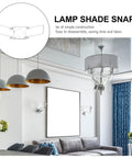 Living room with hanging lights showcasing 20 Pack Heavy Duty Lampshade Spring Clips For Ceiling Lights.