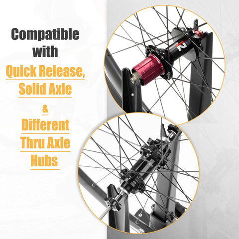 Bicycle Wheel Truing Stand For Precise Rim Alignment With Beefy Heavy Duty Base compatible with various axle hubs