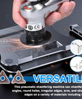 Handheld Pneumatic Chamfering Tool For Metal in use, beveling steel edges with sparks, showcasing versatile corner deburring.