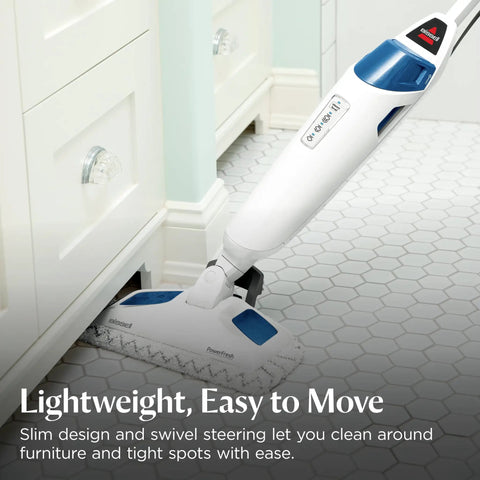 Heavy Duty Steam Mop With 12 Inch Sweeping Path For Hardwood And Tile Floors Featuring Built In Scrubber And Variable Steam Controls, clean under cabinets.