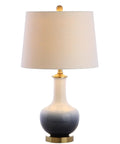 Gradient 25 Inch Ceramic And Brass LED Table Lamp For Bedroom Living Room Office And College Desk Nightstand Accent Light With Included LED Bulb For A Chill Vibe Contemporary Traditional Style In White Navy Finish