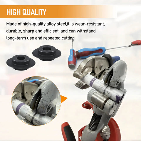 41312 F158 Cutter Replacement Wheel 4 Pack For Tubing Cutters 10, 15, And 20 Inch Easy Install No-Fuss Heavy Duty Steel Wheel For Copper And Aluminum Pipes Durable Long-Lasting Cutter Wheel shown on tubing cutter