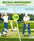 Golf Swing Trainer For Posture And Arm Position Correction On Green, Eliminate Chicken Wing And Elbow Flaring illustration