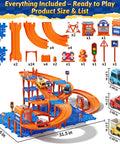 4 Tier Race Track Puzzle Set With 3 Cars For Kids Ages 3 To 8, Hands On Educational Floor Car Game With 96 Accessories, Unassembled