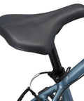 Seat and frame of the Hybrid Adventure Bike For Adults, 21 Speed 700c Aluminum Frame With Suspension Fork, comfortable daily ride.