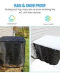 All Season Outdoor AC Unit Cover With Full Mesh And Detachable Waterproof Top on central AC in rain and snow conditions
