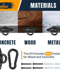 2650Lb Beefy Heavy Duty Ceiling Swing Hangers 2 Pack With Snap Carabiners, 304 Stainless Steel anchors for wood and concrete