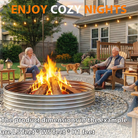 Heavy Duty Steel Outdoor Fire Pit Ring For Wood Burning 60 Inch Large Modern Metal Bonfire Pit For Backyard Camping And Hangouts Durable Ring Fire Pit For Cozy Nights Under The Stars