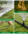 Heavy Duty Galvanized Landscape Staples 6 Inch 500 Pack U Shaped Sod Pins securing bird netting, animal fence, and irrigation tube