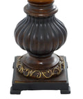 Base detail of Rustic Polystone Uplight Set Of 2 With Frosted Glass And Gold Accent In Brown Finish 9 Inch Wide By 18 Inch High