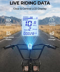 Electric Trike With Peak 1000W Power For Hills And City, 20 Inch Folding Three Wheel E Tricycle For Adults, Step Through Frame, 624Wh Removable Battery, Large Basket, Classic Black display with speed, battery, PAS and mileage on handlebars