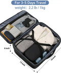 Interior of Go-To 45L Carry-On Backpack For Men And Women, Water-Resistant Weekender Travel Bag, open showing packed contents.