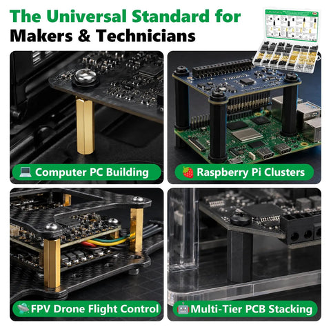696 Piece M3 Motherboard Standoffs And Spacers Kit With Brass Standoffs And Nylon Spacers For Pro Grade Rigidity And Electrical Insulation Plus Hex Screws And Nuts Set for Raspberry Pi and PC builds