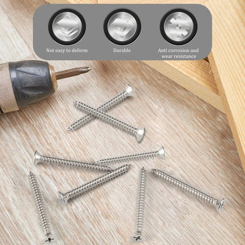 100 Pack Stainless Steel Phillips Flat Head Wood Screws Size Six By One Point Five Inch 304 A2 For Home Repairs And Woodworking