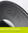 Close-up of durable nylon construction on toe clips for bike pedals with wide opening for easy on off comfort and convenience.