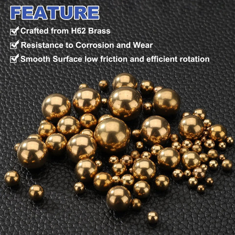 300 Pcs 4mm Brass Bearing Balls, Precision G100 Solid Brass Spheres for Machinery, Automotive, and DIY Projects, Durable, Corrosion Resistant for Water, Oil, Gas Environments. Brass balls on textured black surface