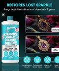 Ultra Strong 32 Oz Ultrasonic Jewelry Cleaner Solution Knocks Out Stubborn Lotion Grease And Daily Grime From Diamond Rings Silver Watches And Prescription Glasses While Keeping Things Budget Friendly, showcasing before and after cleaning results.