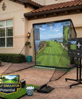 Replacement Lightweight Sim Screen For 10ft By 7.5ft Pro Golf Net Screen Only setup with simulator outside a house