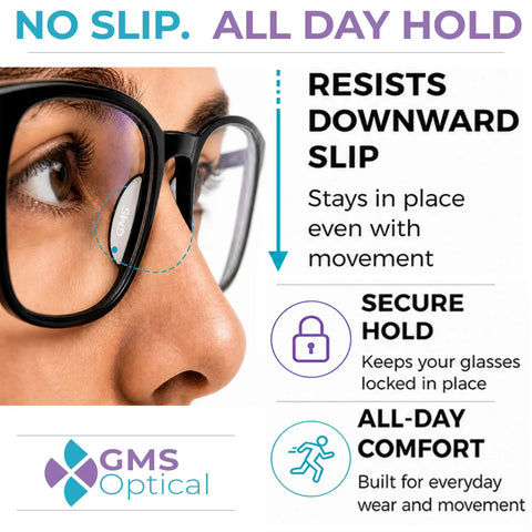 Ultra Thin Silicone Nose Pads For Glasses 1.3mm 18mm Large Non Slip Grips With Super Sticky Adhesive Backing on eyeglasses