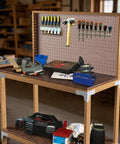 Workbench with tools using Your Shop Go To Galvanized Steel Workbench And Shelving Hardware Kit With Corner Brackets, 8 pieces visible