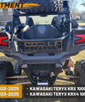 Heavy Duty Steel Cargo Barricade Tailgate Compatible With 2020 To 2025 Kawasaki Teryx KRX 1000 And 2023 To 2025 KRX4 1000 UTV view from rear