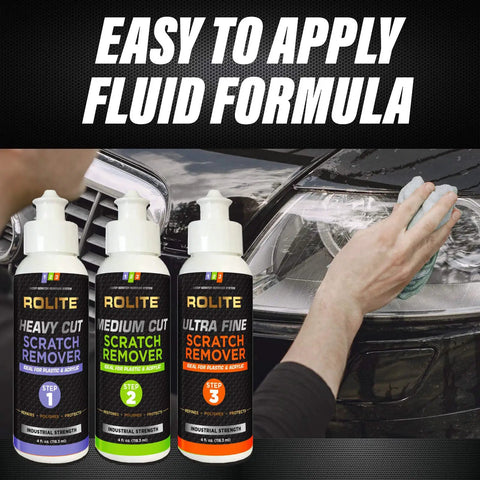 3 Step Scratch Removal Kit For Clear Plastic And Acrylic Surfaces With Heavy Cut, Medium Cut And Ultra Fine Pro Grade Polishing Compounds That Gets Rid Of Scratches And Swirl Marks Includes 3 To 4 Ounce Bottles with hand polishing car headlight