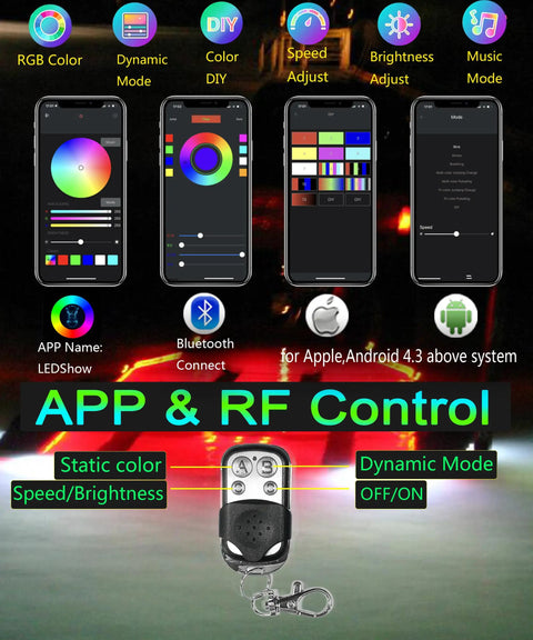 App and RF control interface for Underwater Boat Drain Plug RGBW LED Light IP68 Marine Trailer Light with 1/2in NPT.