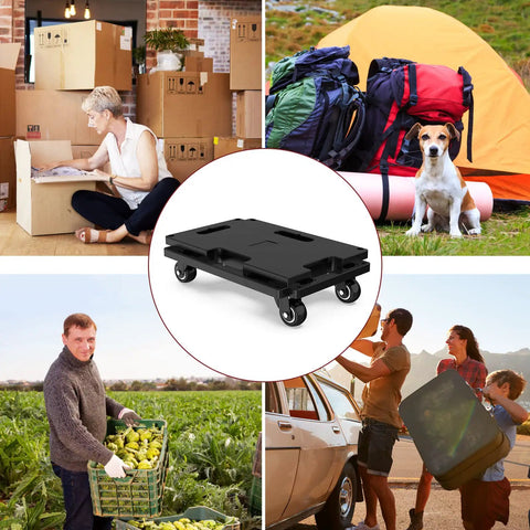 Heavy Duty 4 Wheel Furniture Dolly With Interlocking Design No Tools Needed Easy Move Rolling Platform Mover For Large Items 440 Lb Capacity Flat Dolly With Wheels Black 1 Pack in outdoor and indoor settings