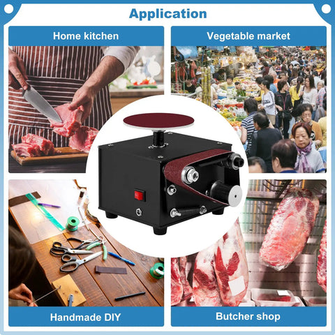 Topshelf Mini Belt And Disc Sander Combo Featuring Independent Dual Motor Controls, focusing on applications in kitchen and butcher shop.
