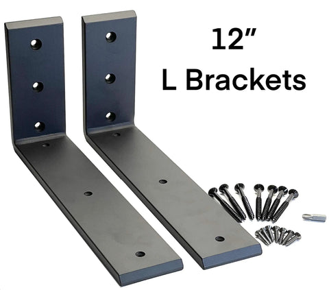 Beefy Heavy Duty L Shaped Shelf Brackets Set 12 Inch By 6 Inch By Two And A Half Inch Wall Mounted Iron Brackets Supports 300 Lbs Per Set