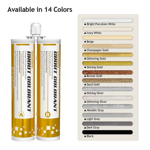 Epoxy Grout Glittering Gold Dual Tubes Waterproof Tile Grout 19oz 400ml color options in 14 shades, no mixer needed