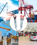 Heavy Duty Two Leg Bridle Web Sling Polyester Lifting Strap With Tough Steel Grab Hooks 6.56 Feet Long rated for 17636 lbs in industrial setting.