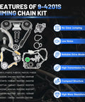 Chevy Ecotec Timing Chain Kit With Water Pump 2.2L 2.4L Direct Fit For Equinox Malibu features and specs list