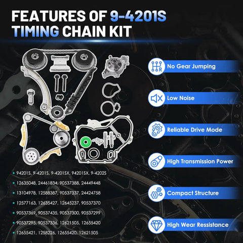 Chevy Ecotec Timing Chain Kit With Water Pump 2.2L 2.4L Direct Fit For Equinox Malibu features and specs list